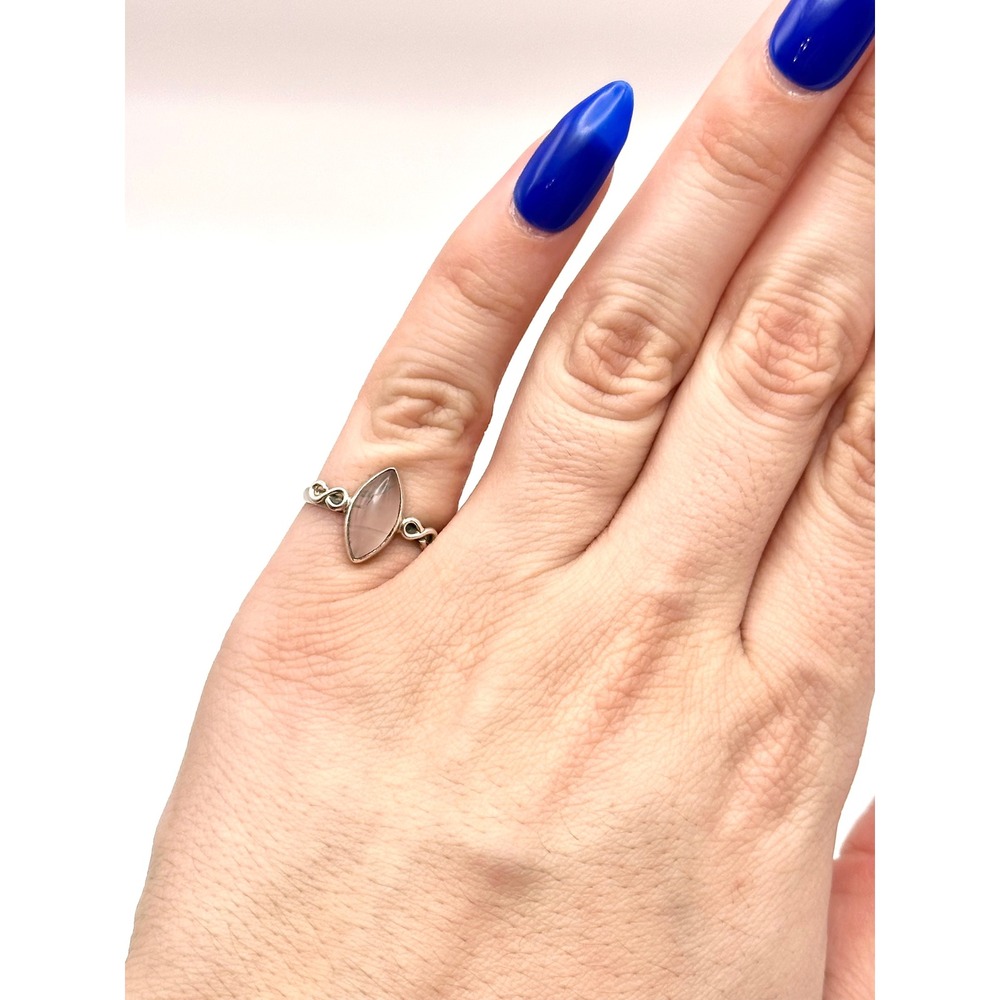 Dainty Marquise Rose Quartz Sterling Silver Handmade Ring‎ Size 5.75 - Picture 6 of 10